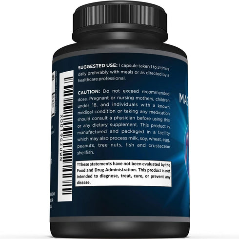 Premium Magnesium Citrate Capsules – 500mg Magnesium Oxide & Citrate Supplement – 120 Vegetable Capsules