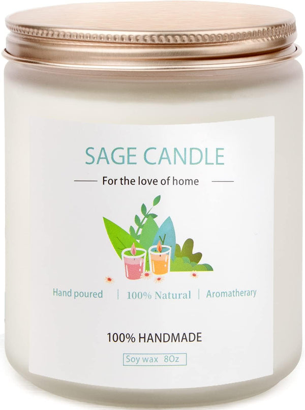 Qizeion Sage Candle for Cleansing House, 8Oz 45 Hrs Soy Wax Sage Scented