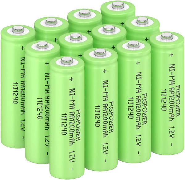 Ni-MH AA Rechargeable Batteries - AA 1.2V 1200mAh for Solar Lights, Recharge up to 1000 Times (12 Count)