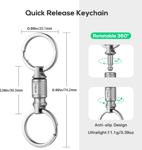 TISUR Titanium Keychain Pill Holder with Quick Release