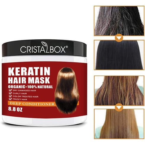 Keratin Hair Mask, 250g Hair Treatment for Dry Damaged Hair, Deep Repair Damage Hair Root, Natural Hydrating Hair Masque