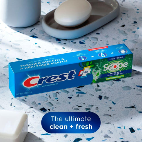 Pack (3 Count 5.4 oz 16.2 oz Crest Complete Whitening + Scope, Long Lasting Mint Toothpaste, Triple of Tubes)