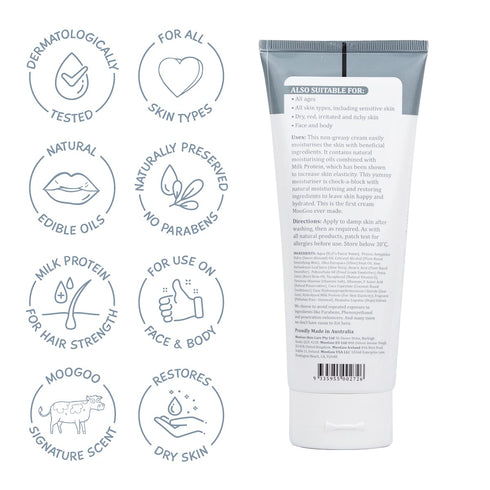 MooGoo Natural Skin Milk Udder Cream 200g - Non-Comedogenic, Lightweight & Calming Lotion for Face, Hands & Body. For Women & Men with Sensitive, Itchy or Damaged Skin.