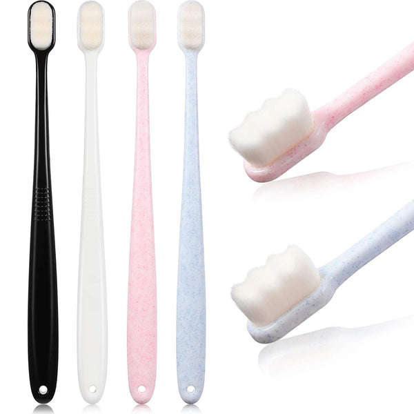 4 Pieces Extra Soft Toothbrushes for Sensitive Gums, 20000 Soft Bristles for Elderly, Adults, Kids, Braces