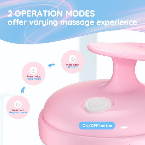 Electric Cordless Hair Scalp Massager, Portable Scrubber with 2 Modes Vibration Comb for Relaxation