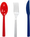 Party Essentials Patriotic Hard Plastic Combo Pack - Disposable Cutlery Sets, 51 Pieces/17 Place, Red/White/Blue