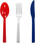 Party Essentials Patriotic Hard Plastic Combo Pack - Disposable Cutlery Sets, 51 Pieces/17 Place, Red/White/Blue