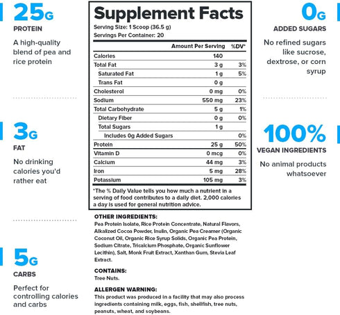 LEGION Plant+ Vegan Protein Powder | Chocolate | Rice and Pea Plant Based Protein Blend | Gluten Free, GMO Free,