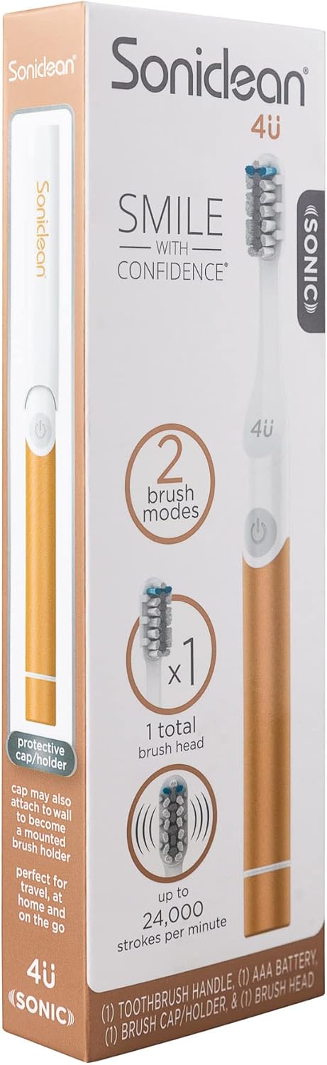 Soniclean 4U Sonic Electric Toothbrush for Adults, Bronze, Battery Powered, Unisex