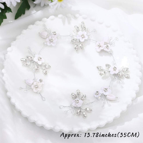 Unicra Silver Bridal Hair Vine Flower Piece, Leaf Party Hair Accessories, Crystal Hair Jewelry Rhinestone Headpieces