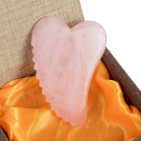 Rose Quartz Gua Sha Comb Massage Tool, Unique Comb Edge Gua Sha Board for SPA & Acupuncture Therapy, Heart Shape