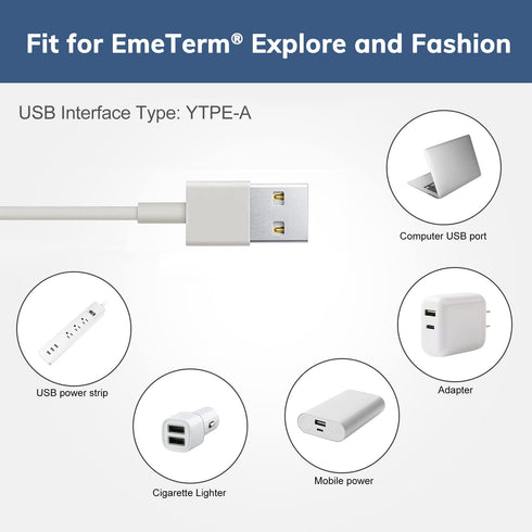 EmeTerm Original USB Magnetic Charging Cable for Anti-Nausea Wristbands, Fashion, Explore, and Smart Series (1 Pack)
