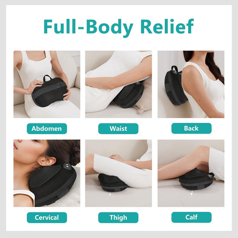 JUGOO Shiatsu Neck & Back Massager with Heat - Mothers Day Gifts for Mom, Corded Deep Kneading Massager Pillow