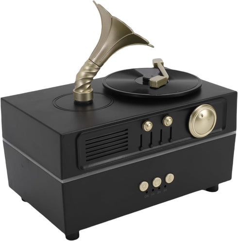 Zunate Retro Turntable Aromatherapy Diffuser Humidifier with USB Bluetooth Speaker Fragrant Mist for Home Office