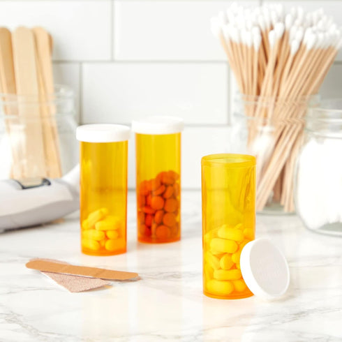 Juvale 50 Pack Empty Pill Bottles with Caps for Prescription Medication, 6-Dram Plastic Medicine Containers (Orange)