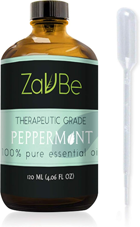 Pure Peppermint Essential Oil, Natural Undiluted, Therapeutic Grade for Aromatherapy, Diffusers, Scalp, 4 fl. oz.