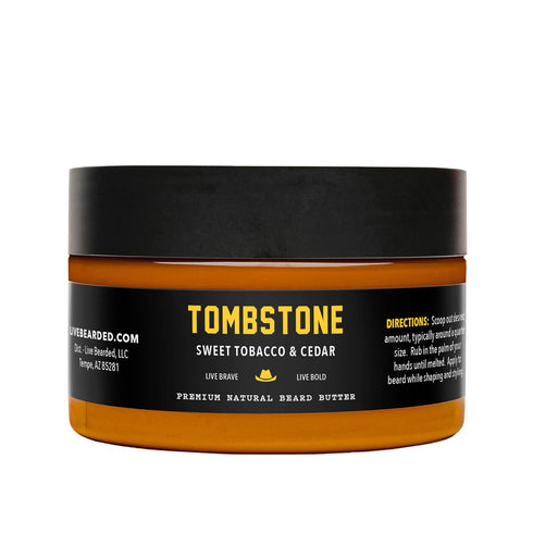 Live Bearded Beard Butter, 3 fl oz - All-Natural Leave-in Conditioner with Shea | Tombstone Scent - Sweet Tobacco, Cedar