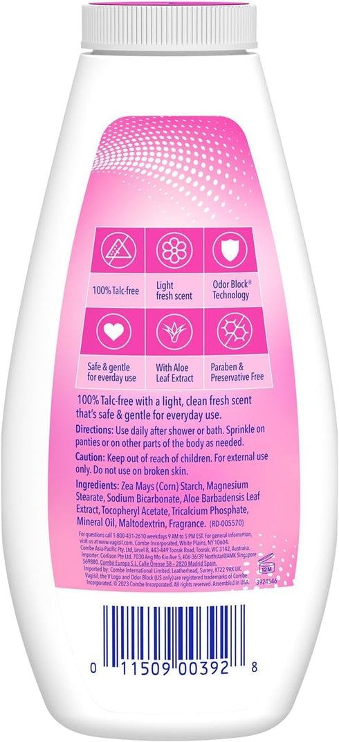 Vagisil Odor Block Deodorant Powder for Women, Talc-Free, 8 Ounce (Pack of 1)