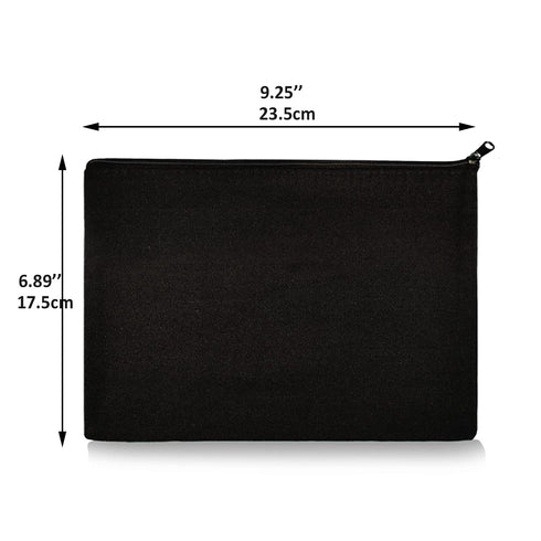 Koolmox 20 Makeup Bags in Bulk, 9x7 Large Plain Black Canvas Pouch with Zipper, Cotton Cosmetic Bags Wholesale for Painting, Heat Transfer Printing, Crafting, Drawing Decoration, Pen Case