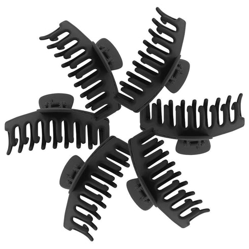WHAVEL 6PCS Matte Plastic Large Black Hair Claw Clips, Non-slip Jaw Clips for Thick Hair, Women and Girls