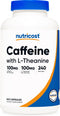 Nutricost Caffeine with L-Theanine, 100mg of Each, 240 Capsules, Non-GMO and Gluten Free