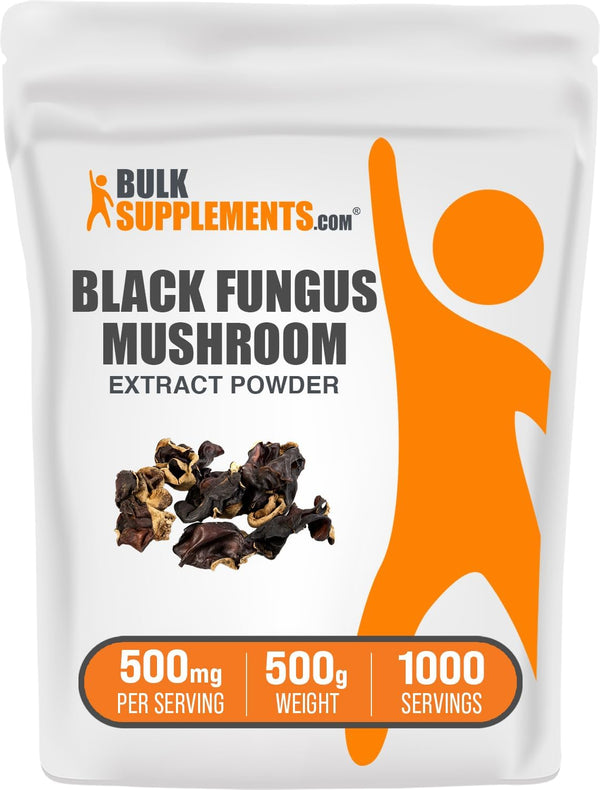 BulkSupplements.com Black Fungus Mushroom Extract Powder, 500mg per Serving, Gluten Free, 500g (1.1 lbs)