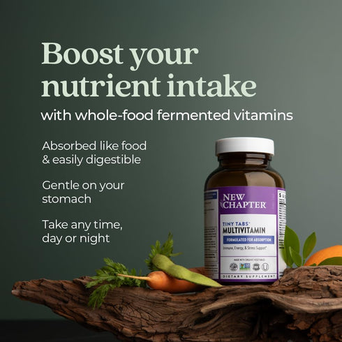 New Chapter Tiny Tabs Multivitamin - 192 Count with 20+ Nutrients for Immune & Stress Support