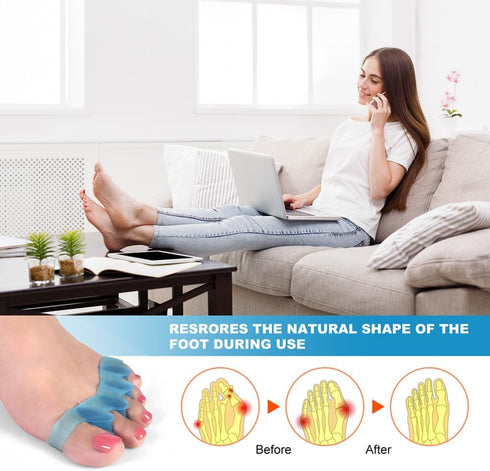 ROOCKE 4 Pcs Gel Toe Spacers - Hammer Toe Bunion Corrector for Men, Big Toe Spreaders, Yoga Toe Separators