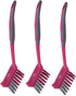 WBM Home Dish Brush, 3 Pack, Soft Long Handle, Durable Nylon Bristles, Pink