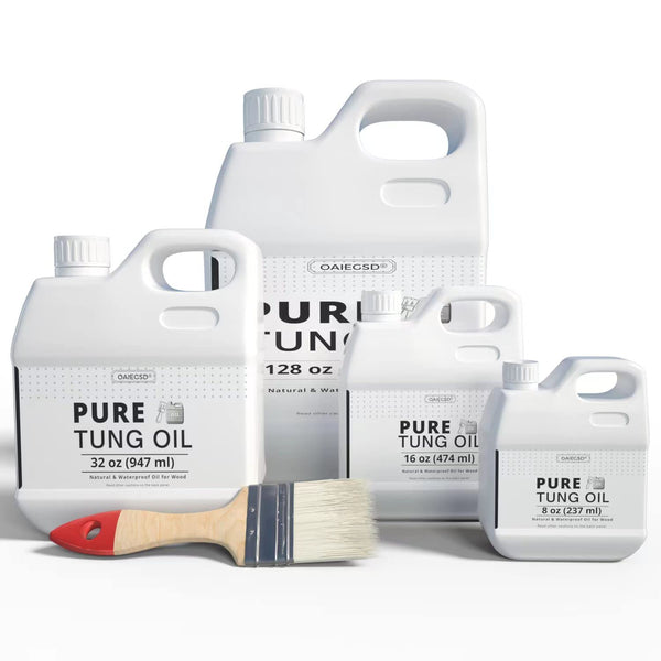 32 OZ Pure Tung Oil for Wood Finishing with Brush - Waterproof Wood Sealer for Indoor and Outdoor Use