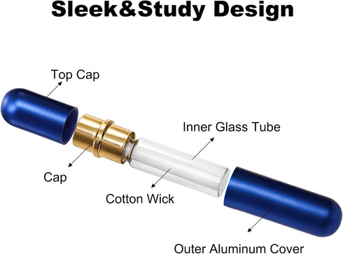 Set 8 20 Bekith of Colors Empty Essential Oil Personal Inhaler Refillable Aromatherapy Nasal Inhaler Tubes Aluminum