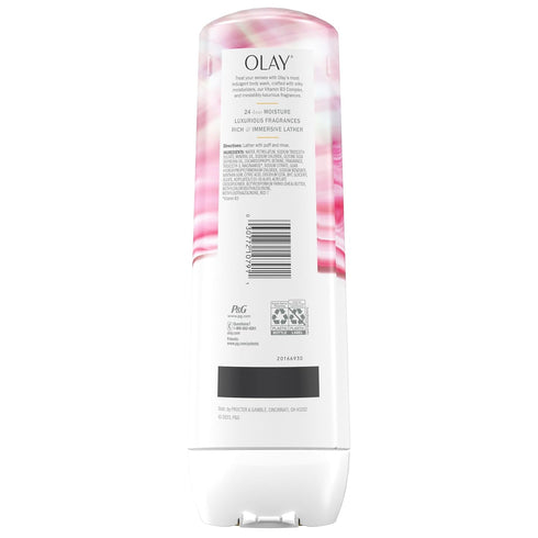 Olay Indulgent Moisture Body Wash for Women, Infused with Vitamin B3, 24hr Moisture, Rose and Cherry Creme Scent