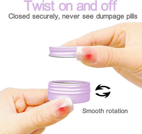 Extra Small Single Pill Box for Purse (3 Pack), Aluminum Screw Top Pill Container, Portable Waterproof Case