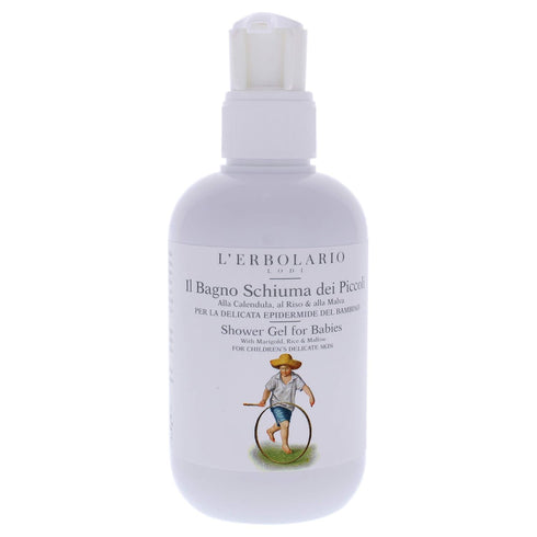 L'Erbolario Shower Gel for Babies - 6.7 Oz, Delicate Cleansing Base for Children’s Sensitive Skin with Rice Proteins