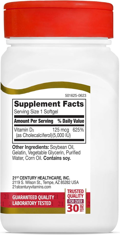 21st Century Vitamin D3 250 mcg (10,000 IU) | 110 Count Rapid Release Softgels