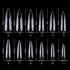 LoveOurHome 240pc XL Clear Stiletto Nail Tips, Full Cover Acrylic False Nails for Women Girls, 12 Size Manicure