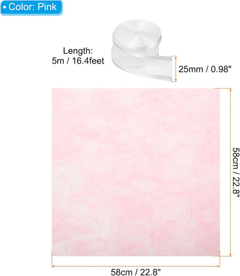 PATIKIL 22.8"x22.8" Flower Wrapping Paper, 20 Sheets Non-Woven Waterproof Florist Floral Bouquet Wrap Paper Korean Style with 1 Roll Ribbon for DIY Crafts Gift Packing, Pink by PATIKIL