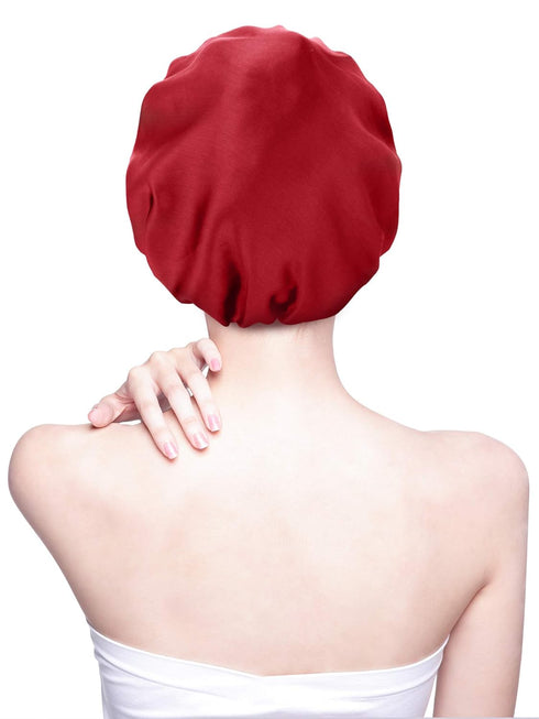 Syhood 6 Pieces Satin Bonnet Sleep Cap, Soft Elastic Night Hair Cover for Women in Red, Navy Blue, Dark Blue, and More