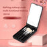 Portable Makeup Mirror with 5 Makeup Brushes, Travel Case Storage Box, LED Rechargeable Makeup Mirror, Pink
