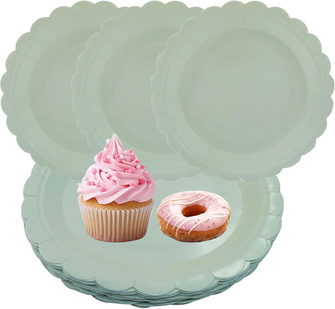Rierdge 50 7 Inch Pieces Green Paper Plates Disposable Dinner Plates - Elegant & Sturdy Disposable Plates for Parties