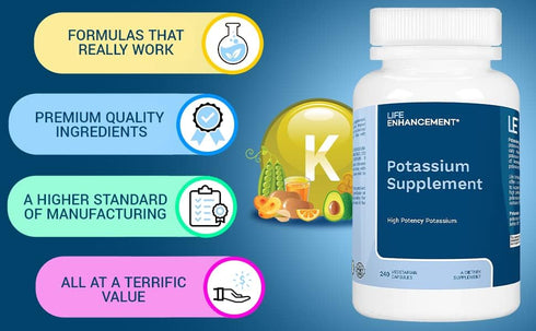 Life Enhancement Potassium Supplement - 1020 mg, 240 caps, 120 Servings