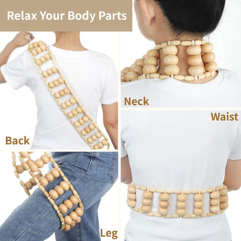 Tressify Set 2Pcs Wooden Manual Massage Roller Back & Body Massager Stick For Muscle Relief