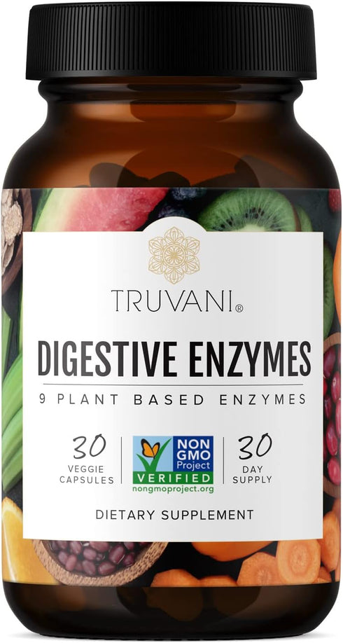Digestive Enzymes by Truvani | 9 Enzyme Blend for Digestive Support, Non-GMO Capsules, 30 Day Supply