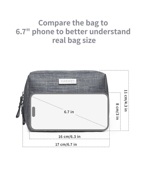 Narwey Small Makeup Bag for Purse - Mini Cosmetic Bag Travel Pouch with Compartments for Women (Small, Grey)