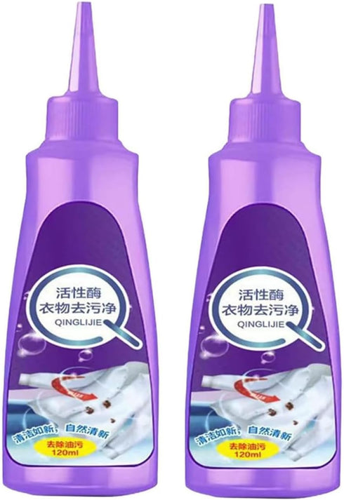 Active Enzyme Oil Stain Remover for Clothes, Stubborn Stains Cleaner, 2PCS Active Enzymatic Laundry