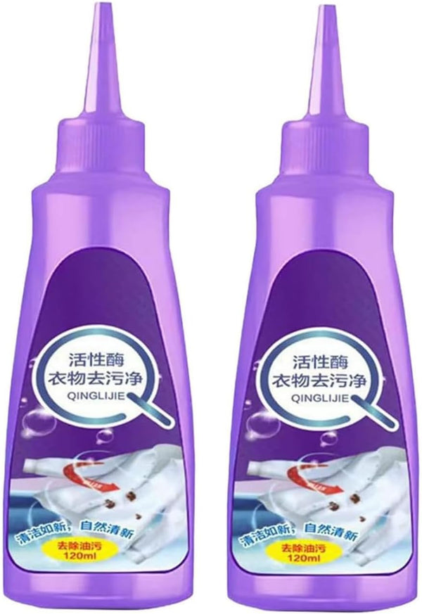 Active Enzyme Oil Stain Remover for Clothes, Stubborn Stains Cleaner, 2PCS Active Enzymatic Laundry