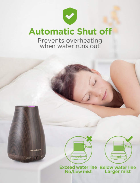 InnoGear Essential Oil Diffuser, Premium 5-in-1 Aromatherapy Diffuser, Air Desk Humidifier for Bedroom, Brown