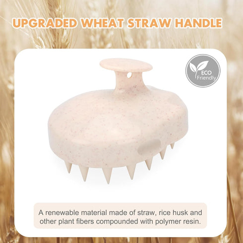 FREATECH 2-Pack Wheat Straw Hair Scalp Massager Shampoo Brush with Silicone Bristles for Scalp Scrub and Hair Growth, Head Massager Scalp Scrubber Exfoliator Dandruff Comb for Scalp & Hair Care