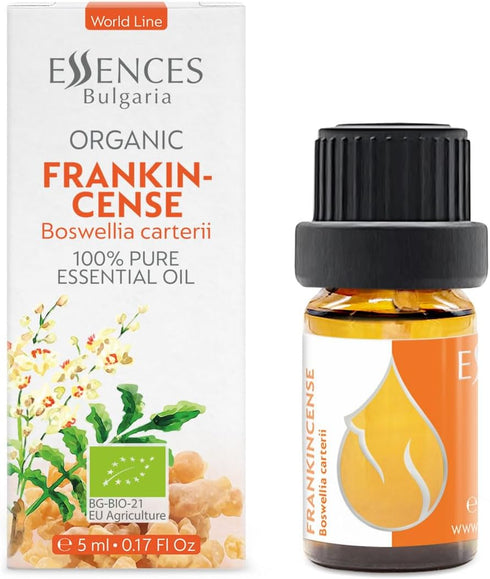 Essences Bulgaria Organic Frankincense Essential Oil 0.17 Fl Oz 5ml, 100% Pure Natural for Aromatherapy and Body