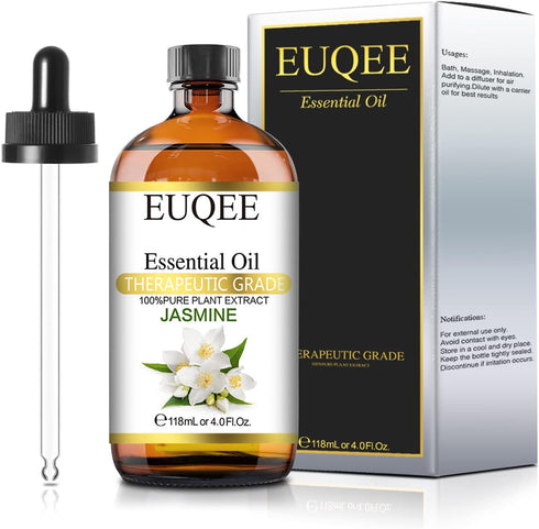Premium Jasmine Essential Oil 118ml for Aromatherapy, Diffuser, DIY Soap, Candle Making - 4Fl Oz